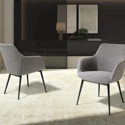 Chaises - Chaise en tissu gris - ANGEL CERDÁ