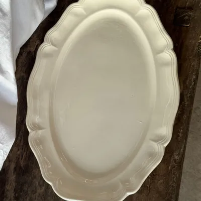 Platter and bowls - Large oval dish in cream earthenware Sarreguemines France L44 - OFFICE OBJETS