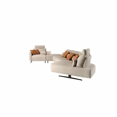 Sofas - Left-hand modular chaise longue sofa in sand fabric - ANGEL CERDÁ