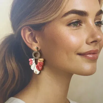 Jewelry - Boucles d’oreilles – Modèle ÉVENTAIL DORÉ TERRACOTTA - LES TRÉSORS DE CIA