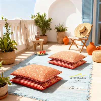 Tissus d'extérieur - Mediterranean Aura Tabouret - POUFOMANIA