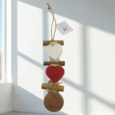 Savons - Tresse 1 Cœur Bergamotte 1 Cœur Fruit rouge 1 Rond bois gravé "Maman" - FABRIQUE LOMAELLE