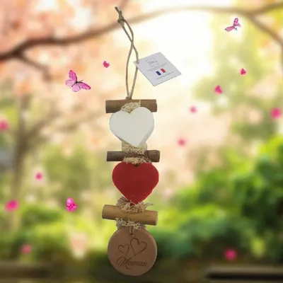 Savons - Tresse 1 Cœur Bergamotte 1 Cœur Fruit rouge 1 Rond bois gravé "Maman" - FABRIQUE LOMAELLE