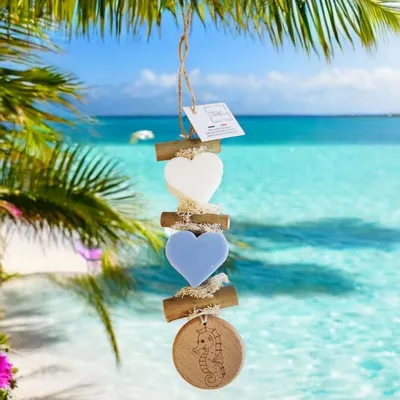 Savons - Tresse 1 Cœur Bergamotte 1 Cœur écume 1 Rond bois "Hippocampe" - FABRIQUE LOMAELLE