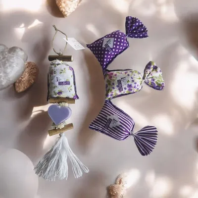 Savons - Tresse 1 Sachet de Lavandin (tissu assortis) 1 Savon Cœur Lavande - FABRIQUE LOMAELLE