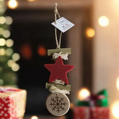 Savons - Tresse 1 Savon Etoile Fruit Rouge avec Rond bois "Flocon" - FABRIQUE LOMAELLE