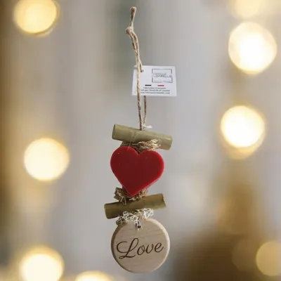 Soaps - Braided 1 Red Fruit Heart Soap with Wooden "Love" Round - FABRIQUE LOMAELLE