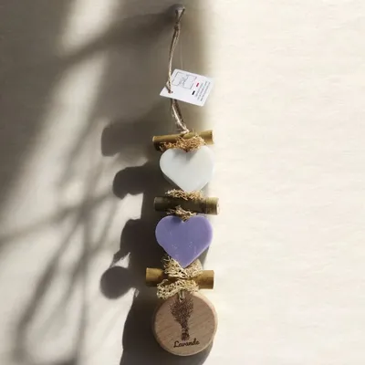 Soaps - Braid, 1 Bergamot Heart, 1 Lavender Heart, 1 Wooden Round, Lavender Bouquet - FABRIQUE LOMAELLE