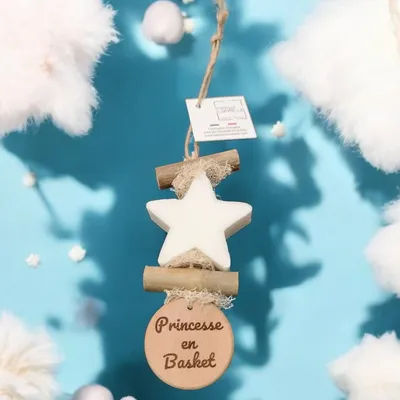 Savons - Tresse 1 Etoile Bergamote avec Rond Bois "Princesse en basket" - FABRIQUE LOMAELLE