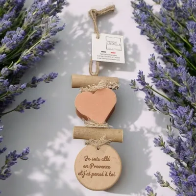 Savons - Tresse 1 Cœur Fleur d'Oranger avec Rond Bois "Je suis allé en ..." - FABRIQUE LOMAELLE