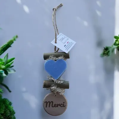 Savons - Tresse 1 Cœur Ecume avec Rond Bois "Merci" - FABRIQUE LOMAELLE