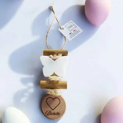 Savons - Tresse 1 Savon Papillon Bergamote avec Rond Bois "Bichette" - FABRIQUE LOMAELLE