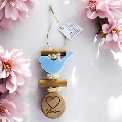 Savons - Tresse 1 Savon Oiseau Ecume avec Rond Bois "Poulette" - FABRIQUE LOMAELLE