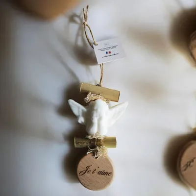 Savons - Tresse 1 Savon Ange Bergamote avec Rond Bois "Je t'aime" - FABRIQUE LOMAELLE