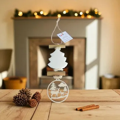 Soaps - Braided 1 White Fir Tree-Shaped Soap with Bergamot Scent and "Deer in the Forest" - FABRIQUE LOMAELLE