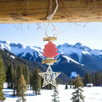Soaps - Braided 1 Red Christmas Tree-Shaped Soap with Red Fruit Scent and a Cut-Out Star - FABRIQUE LOMAELLE