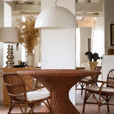 Dining Tables - RATTAN ROUND DINING TABLE OSLO NATURAL - MAHE HOMEWARE