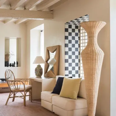 Lampadaires - LAMPADAIRE VASE EN ROTIN CELIA - MAHE HOMEWARE