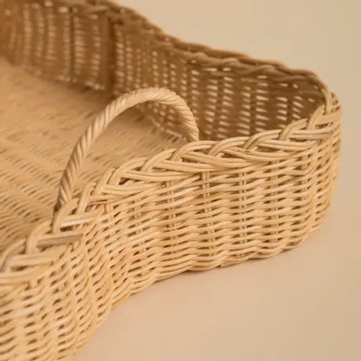 Trays - RATTAN SCALLOPED TRAY VERA - MAHE HOMEWARE