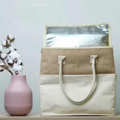 Sacs et cabas - Sac Isotherme coton et jute à personnaliser – JUT57 ISO - MEME BERNADETTE (FEEL-INDE)