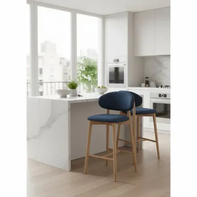 Tabourets - Tabouret Jaspe Naturel & Bleu - EMPREINTE DU TEMPS