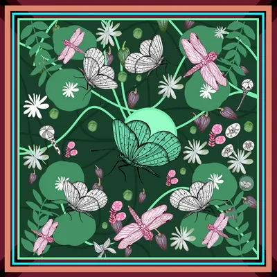 Scarves - scarf, Silk square 67, Pure silk, French creation and printing - KOUNTHEA RETH