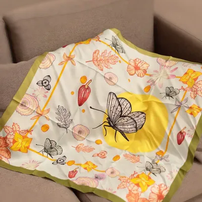 Foulards et écharpes - Foulard Pur soie, Carré de soie 67, Création et impression françaises - KOUNTHEA RETH