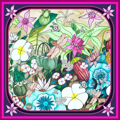 Scarves - satin scarf, French creation and printing - KOUNTHEA RETH