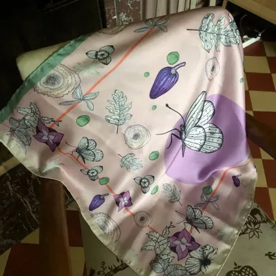 Scarves - satin scarf, French creation and printing - KOUNTHEA RETH
