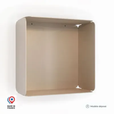 Shelves - CUBE WALL SHELF IN STEEL WITH AMETHYST BOTTOM - DECO-GEM