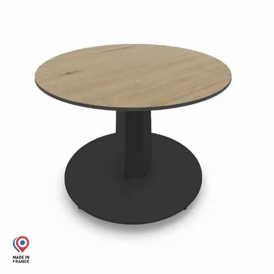 Coffee tables - ROUND COFFEE TABLE WITH LIGHT OAK DECOR PEGASUS - DECO-GEM