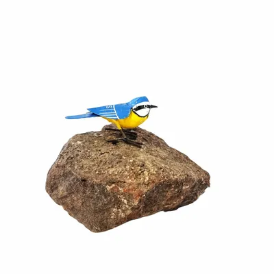 Accessoires de déco extérieure - sculpture métal recyclé mésange ailes fermées - TERRE SAUVAGE