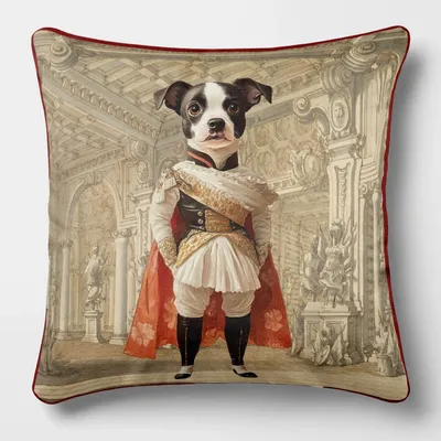 Linge - Bestiaire Aristocratique 34 (Le Général Jack Russell) — Housse Coussin Velours 45cm x 45cm - LAURE WELFLING - DJEBELI