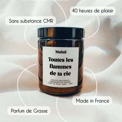 Objets de décoration - Bougie Parfumée - Toutes les flammes de ta vie - Musc blanc – 160g - MUISTI