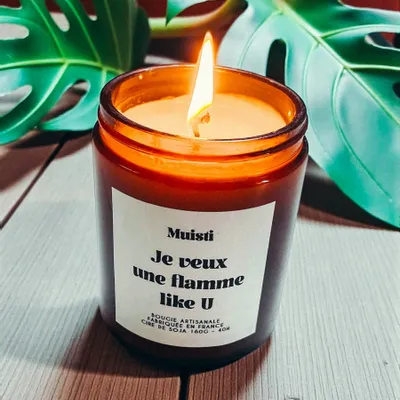 Objets de décoration - Bougie Parfumée - Je veux une flamme like U - Musc blanc – 160g - MUISTI