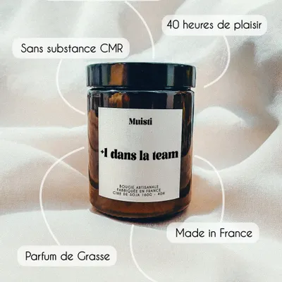 Objets de décoration - Bougie Parfumée - +1 dans la team - Musc blanc – 160g - MUISTI