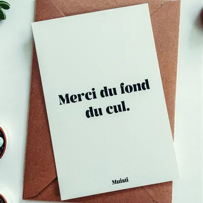 Carterie - Carte postale message - Merci du fond du cul – Format 10x15cm - MUISTI
