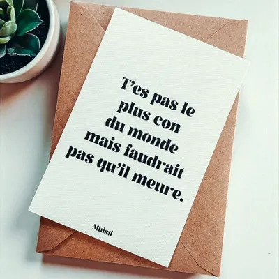 Carterie - Carte postale message - T'es pas le plus con du monde... – Format 10x15cm - MUISTI