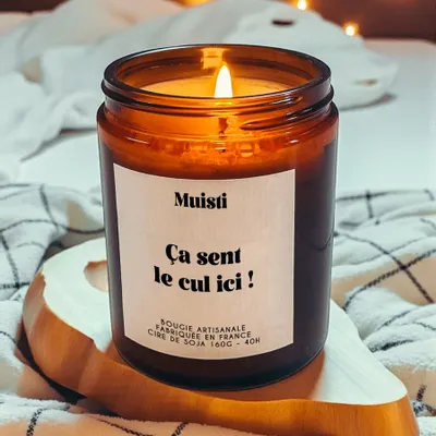 Objets de décoration - Bougie Parfumée - Ca sent le cul ici ! - Musc blanc – 160g - MUISTI