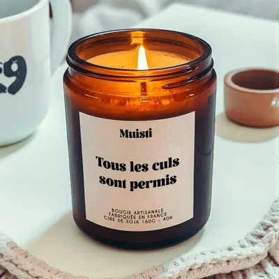 Objets de décoration - Bougie Parfumée - Tous les culs sont permis - Musc blanc – 160g - MUISTI