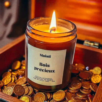 Carterie - Bougie Parfumée Bois Précieux – Cire de soja - 160g - MUISTI