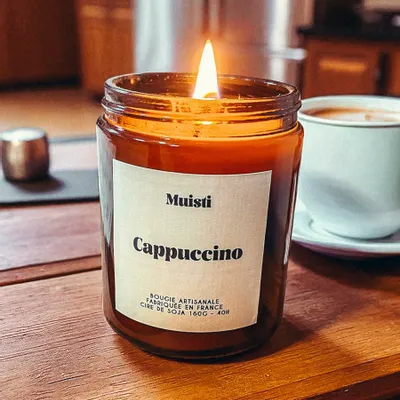 Carterie - Bougie Parfumée Cappuccino – Cire de soja – 160g - MUISTI