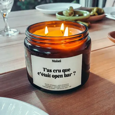 Objets de décoration - Bougie Anti-moustiques - T'as cru que c'était open bar ? - Citronnelle – 450g - MUISTI