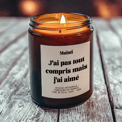 Objets de décoration - Bougie Parfumée - J'ai pas tout compris mais j'ai aimé - Musc blanc – 160g - MUISTI