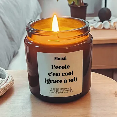 Objets de décoration - Bougie Parfumée - L'école c'est cool (grâce à toi) - Musc blanc – 95g - MUISTI