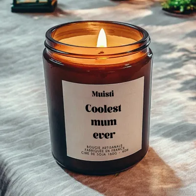 Objets de décoration - Bougie Parfumée - Coolest Mum Ever - Musc blanc – 160g - MUISTI
