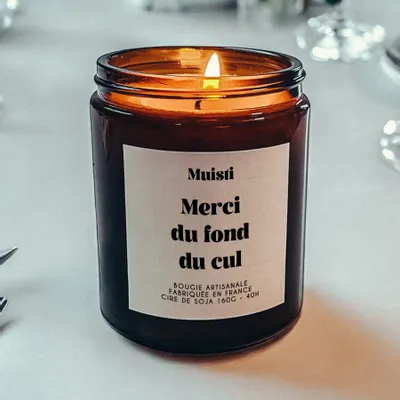 Objets de décoration - Bougie Parfumée - Merci du fond du cul - Musc blanc – 160g - MUISTI