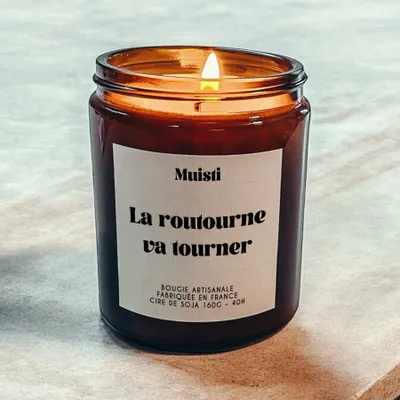 Objets de décoration - Bougie Parfumée - La routourne va tourner - Musc blanc – 160g - MUISTI