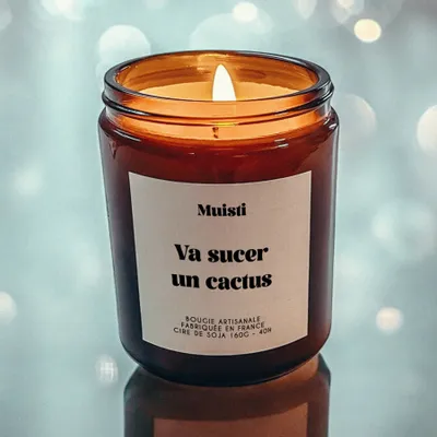 Objets de décoration - Bougie Parfumée - Va sucer un cactus - Musc blanc – 160g - MUISTI