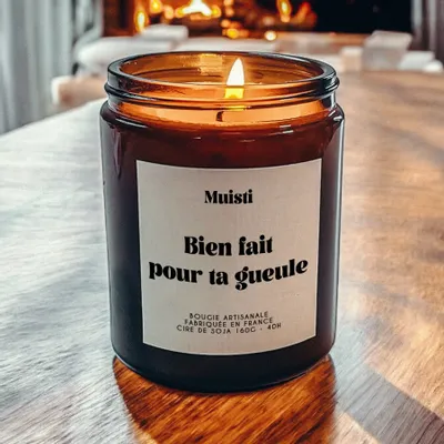 Objets de décoration - Bougie Parfumée - Bien fait pour ta gueule - Musc blanc – 160g - MUISTI
